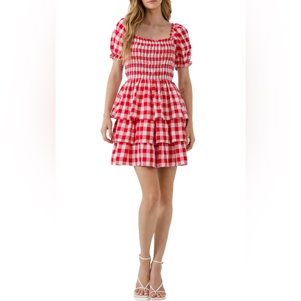 English Factory Red Gingham Tiered Sundress - Women